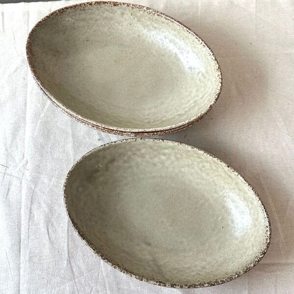 【2枚】新品 日本製 美濃焼 オーバル 楕円皿 深皿 パスタ皿 カレー皿 灰釉