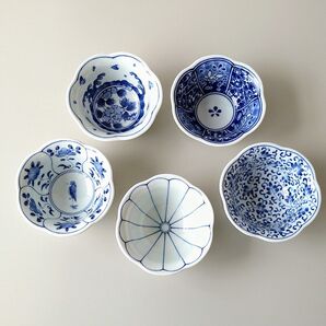 【5枚】新品 日本製 波佐見焼 高山 花形 小付 揃 おつまみ 副菜に