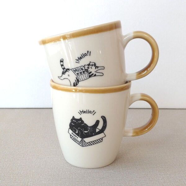 【2個】新品 日本製 美濃焼 ねこ マグカップ コーヒーカップ