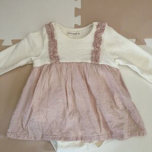 conoco バースデー ベビー服 ピンク チュール ロンパース カバーオール 70cm