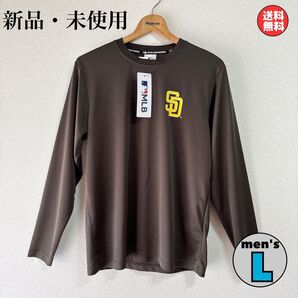 新品 MLB パドレス Padres ロンT DRYシンプル ロゴ Lサイズ メッシュ