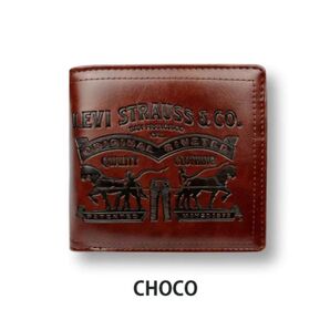 【新品】リーバイス チョコ 二つ折り財布ラベルパッチデザイン型押し【Levis】