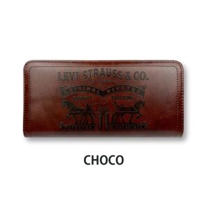 【新品】リーバイス チョコ ラウンドファスナー長財布 ラベルパッチデザイン型押し【Levis】