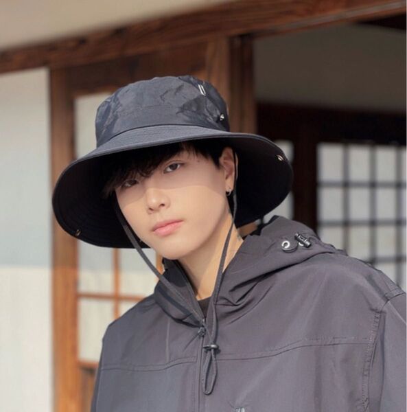 サファリハット 帽子 メンズ レディース アウトドア キャンプ 山登り 撥水 UVカット 黒