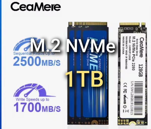 1TB SSD CeaMere M.2 NVMe (青)PCIe3.0 x4