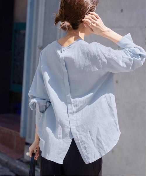 IENA【イエナ】☆ラミーリヨセルノーカラーブラウス 新品サックスブルー