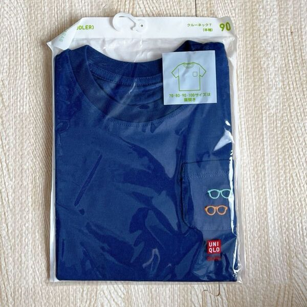 ユニクロ クルーネックTシャツ ネイビー 90 未使用 綿100%