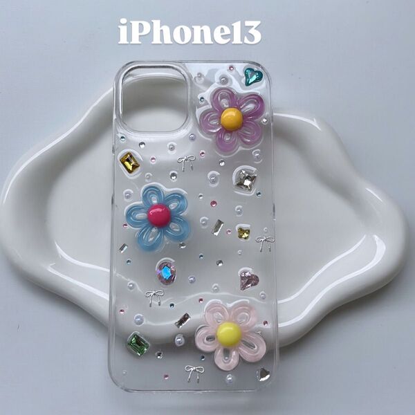 【即購入OK】シンプルデコ電 iPhone13用ケース