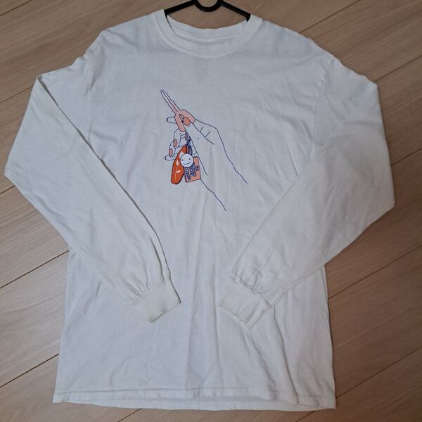 ★《Park Deli》長袖カットソー Mサイズ メンズ ホワイト綿100% ロンT ホワイト 古着 コットン 白 長袖Tシャツ