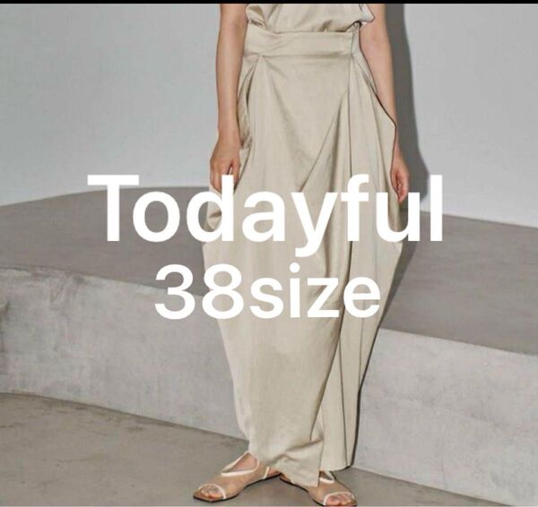 トゥデイフル Todayful Satin Drape Skirt 38 ベージュ