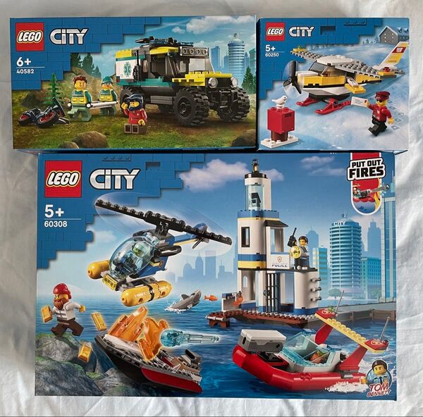 LEGOレゴCITYシティ新品未開封限定40582 4WDオフロード救急車 60308ビーチポリスと消防隊60250郵便飛行機