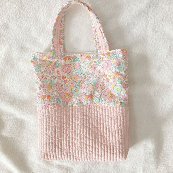 ハンドメイド トートバッグ ミニバッグ ヌビ リバティ ピンク