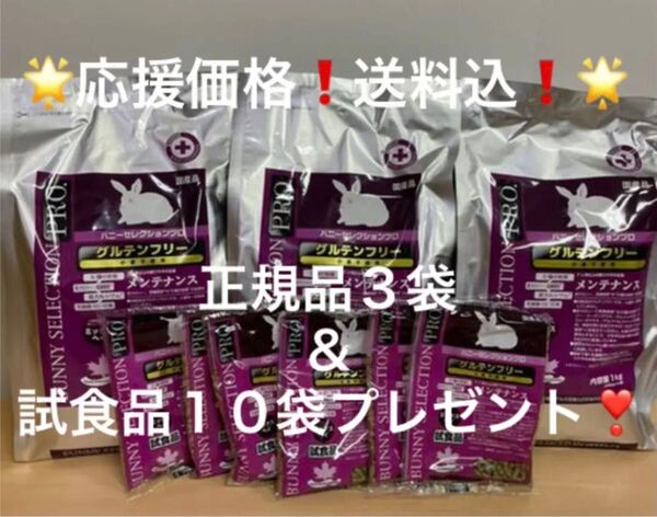 《期間限定SALE中!》バニーセレクションプロ メンテナンスミックスヘイ1kg正規品×3袋&試食品10袋プレゼント!