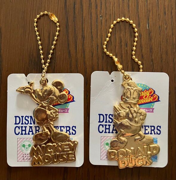 ディズニー ミッキー ドナルド キーホルダー 2個セット ゴールド