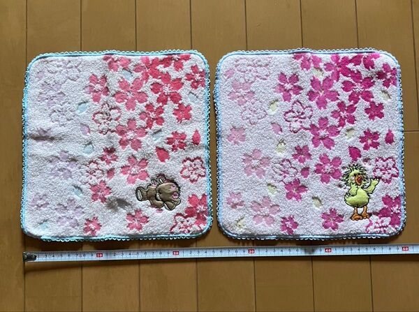 スージーズー ハンカチタオル ハンドタオル 2枚セット ピンク 花柄 刺繍