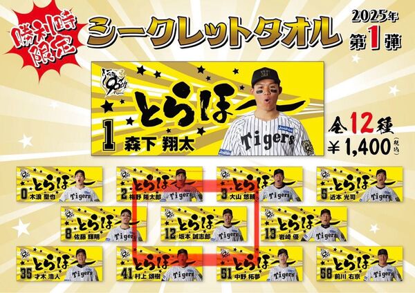 阪神タイガース シークレットタオル 全12種 勝利時限定とらほータオル 坂本誠志郎選手