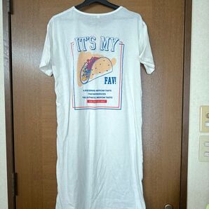 【新品】タコス柄 ロングTシャツ M ホワイト