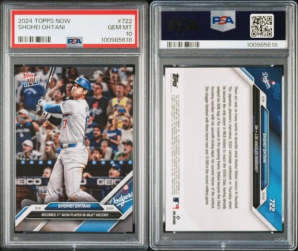 大谷翔平 Topps now 50/50 達成記念 カード トレカ #722 ドジャース トップスナウ PSA10