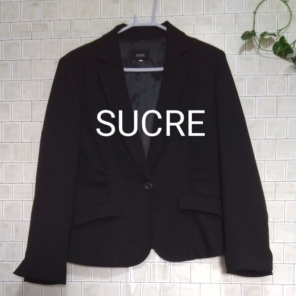 【SUCRE】ストレッチ素材 テーラードジャケット 黒 大きいサイズ 19号 冠婚葬祭 ブラックフォーマル