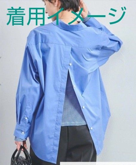 ●最終価格●良品【オペークドットクリップ】バックオープン レディース 長袖ロングシャツ ブラウン M ゆったり