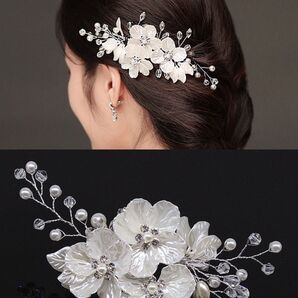 ヘアピン 結婚式 ヘアコーム ヘッドドレス ヘアアクセサリー 髪飾り
