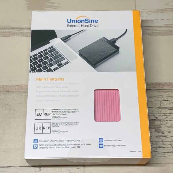 【新品未開封】UnionSine 外付けHDD 1TB【ピンク】
