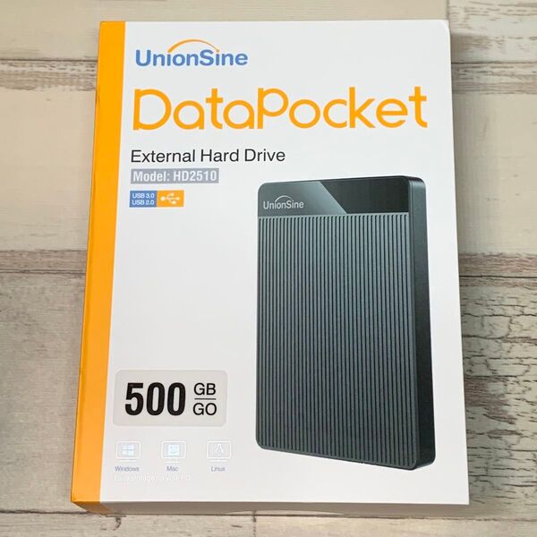 【新品未開封】UnionSine 外付けHDD 500GB 【ブラック】