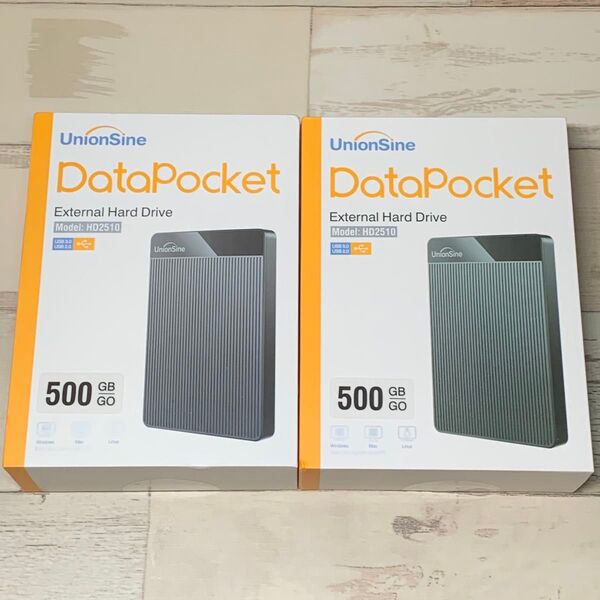 【新品未開封】UnionSine 外付けHDD 500GB 【ブラック】2個セット