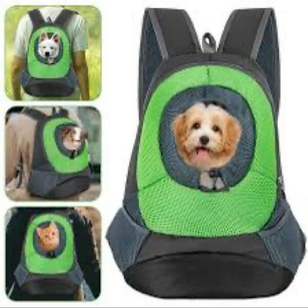 ペットキャリー バックパック 小型犬 猫用 Sサイズ グリーン 散歩 移動 便利