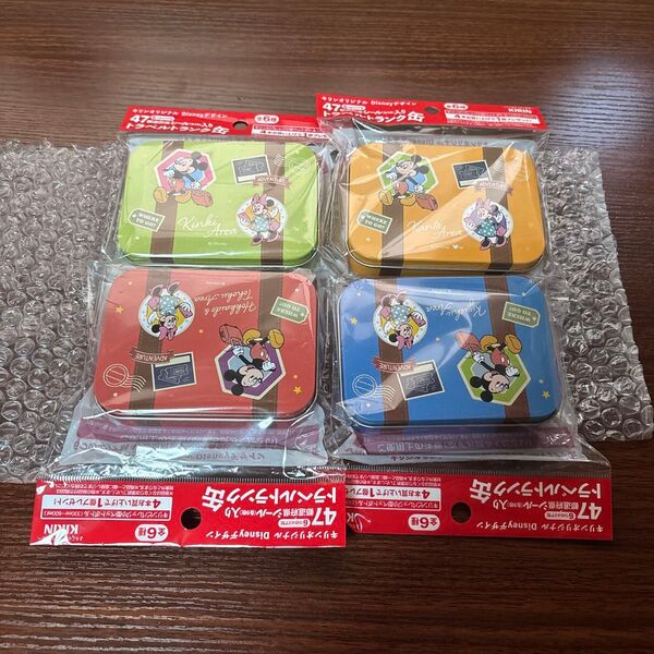 KIRIN Disneyデザイン 都道府県シール トラベルトランク缶 4セット 新品