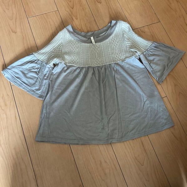 半袖 デザイン カットソー グレー トップス Tシャツ ブラウス チュニック Tシャツ LUCA ニット やわらか M
