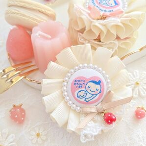 【完成品】リボン×いちごのマタニティロゼット ~mini~ マタニティマーク