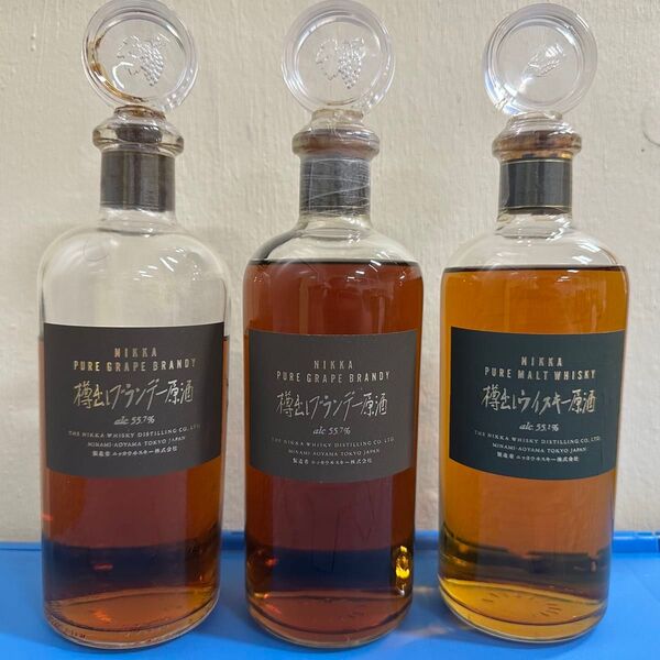 ニッカ NIKKA 樽出しブランデー原酒 樽出しウイスキー原酒 古酒 原酒 ウイスキー 3本セット 未開栓