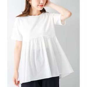 試着のみ*アーバンリサーチ サニーレーベル ドッキングカットプルオーバーURBAN RESEARCH Sonny Label白半袖