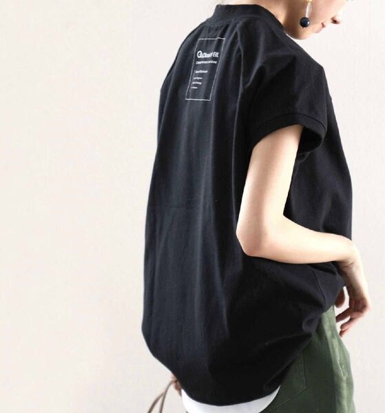 クラシカルエルフ モックネック 半袖 Tシャツ 半袖Tシャツ ブラック フレンチラグラン トップス usaコットン 黒