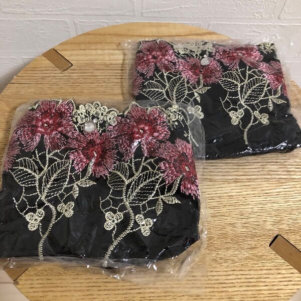 脇肉ブラ ショーツ単品 ショーツ 花柄 レース 2枚セット ブラック まとめ売り 刺繍 綿 パンツ