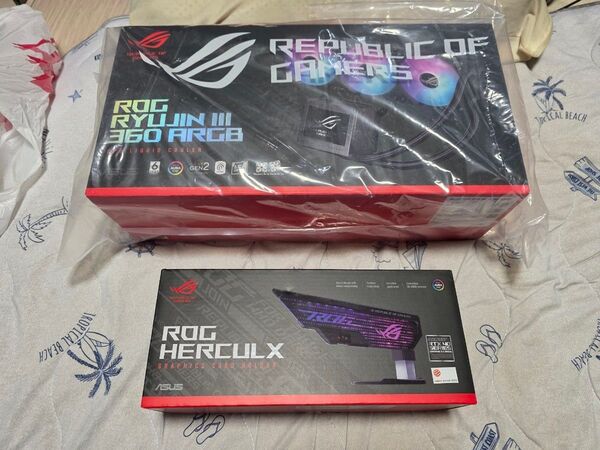 【まもなく取り下げます】ASUS製簡易水冷ROG RYUJIN III 360 ARGB中古品+ROG HERCULX(おまけ)