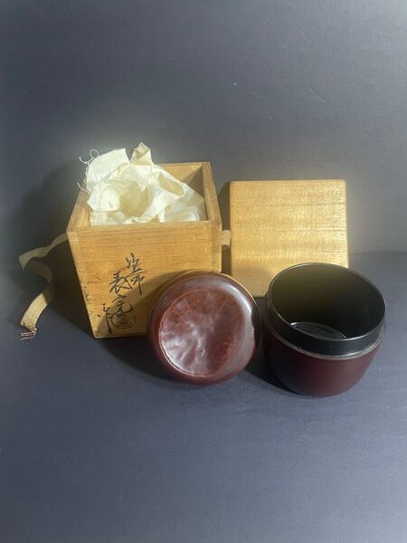 塗師 川瀬表完 造 竹棗 共箱 茶道具 茶器 漆器 漆芸 棗
