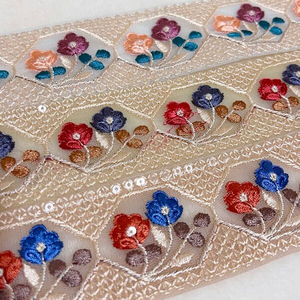特別価格☆太幅 インド刺繍リボン☆1m×3