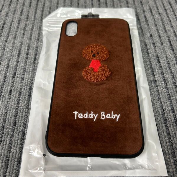 iPhoneケース iPhoneX/XS MAX対応 テディベア 刺繍 ブラウン 新品未使用