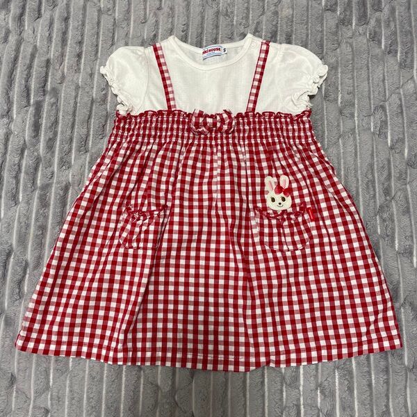 ミキハウス うさこ ワンピース 半袖ワンピース 女の子 90size 綿100