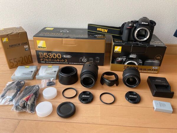 ニコン D5300 ダブルズームキッド2 Wi-Fi接続 Nikon デジタル一眼レフカメラ 箱・取説付き