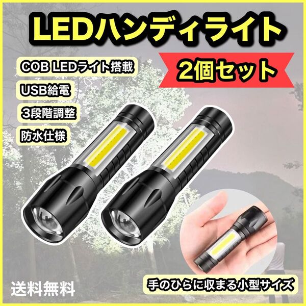 ハンディライト2個 ランタン 懐中電灯 LED超強力 キャンプライト アウトドア
