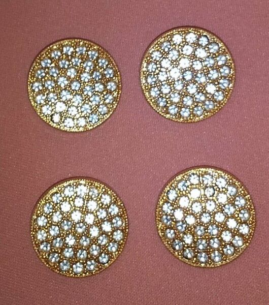 スワロフスキー ゴールド 装飾金属ボタン4個セット オートクチュール ゴールド シャンクボタン ラインストーン SWAROVSKI