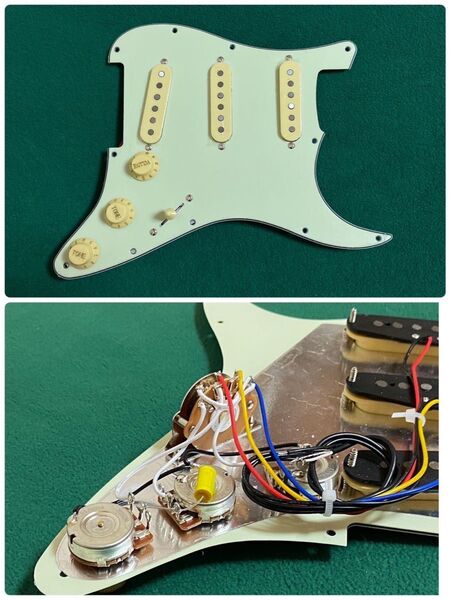 ストラトキャスターピックガードアッセンブリーアルニコV PU ミントグリーン