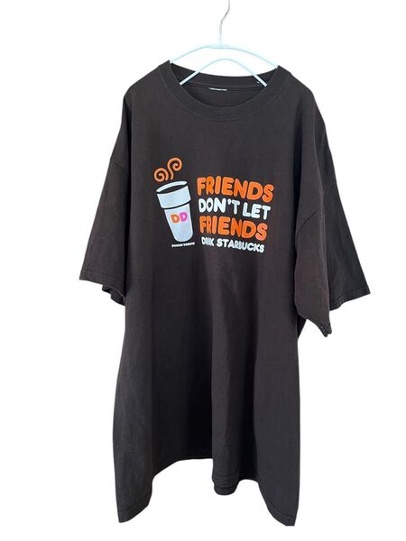 古着 半袖tシャツ ダンキンドーナツ アメリカ 企業ロゴ ブラウン Lサイズ