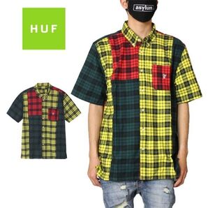 HUF チェック柄シャツ 半袖シャツ カラフル Mサイズ 古着