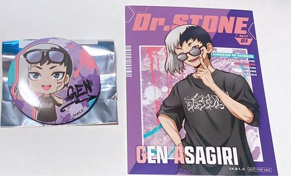Dr.STONE あさぎりゲン 缶バッジ 特典 ブロマイド