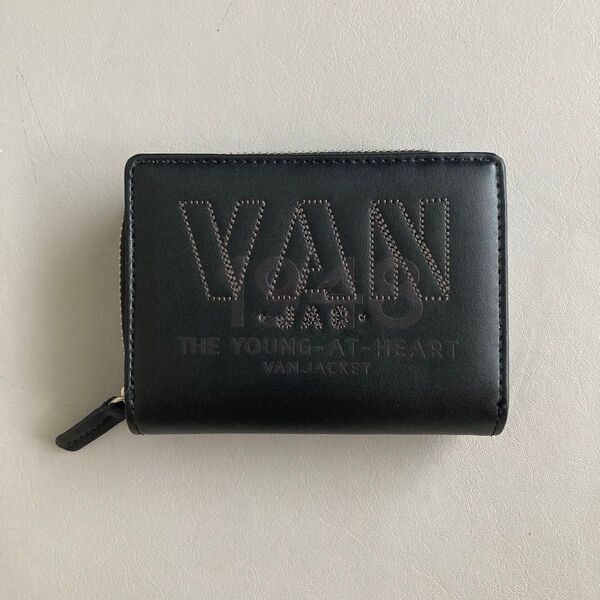 VAN JACKET ヴァンヂャケット ラウンド二つ折りウォレット 財布 レザー 牛革 ブラック VAN