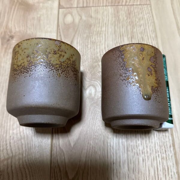 【新品】備前焼 湯呑み 2個セット 陶器 和食器 ご夫婦で カップルでゆっくりお茶でもいかがですか。プレゼントにもどうぞ